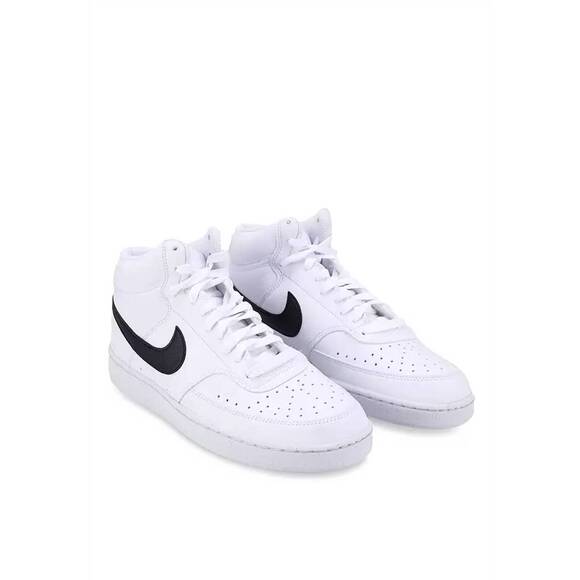 NEW NIKE men\'s court vision mid next nature shoes in white/black/white main image 4